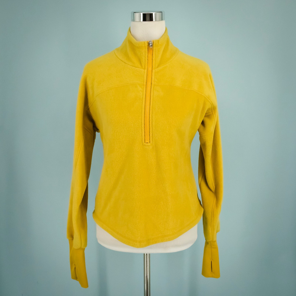 Free People Size Small S Yellow Movement Great Heights Fleece 1/4 Zip Jacket
